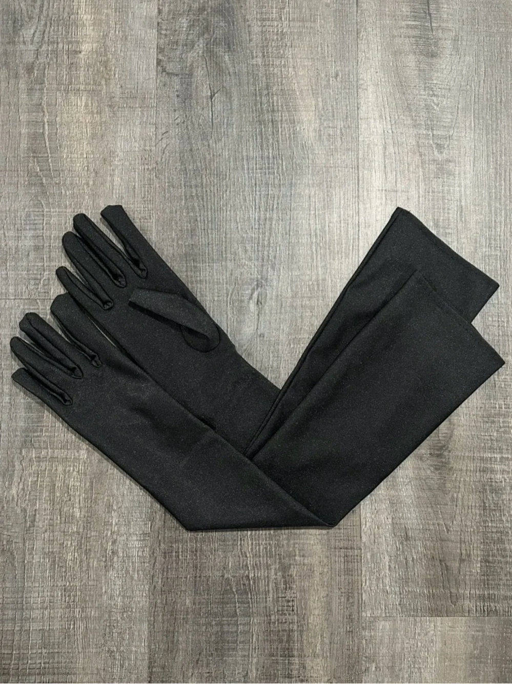 💞 New Elegant Women's Long Black Satin Costume Gloves